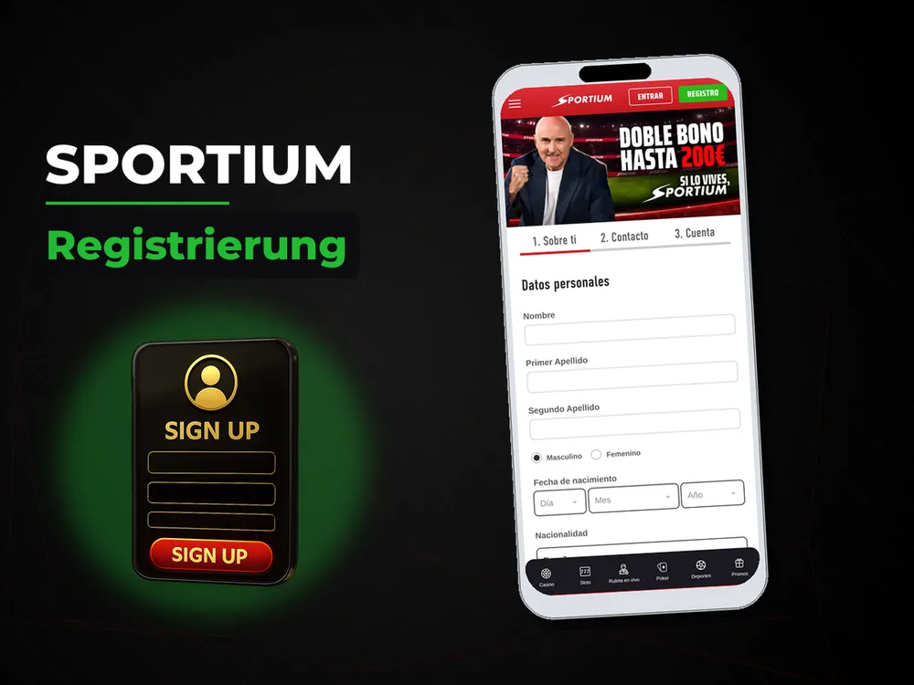 Sportium - Registrierung